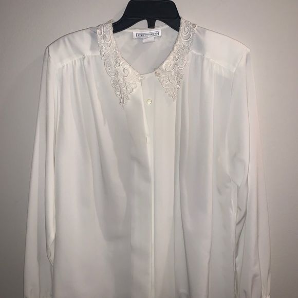 Vintage 60s impressions blouse lace crochet collar - Picture 7 of 9